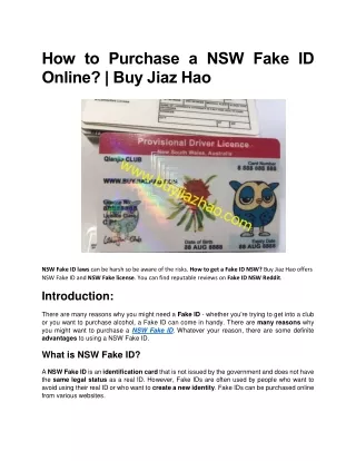 How to Purchase a NSW Fake ID Online - Buy Jiaz Hao