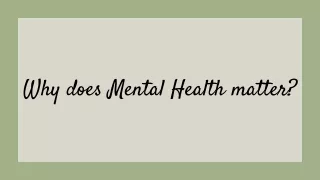 why does mental health matter