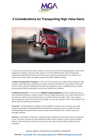 5 Considerations for Transporting High Value Items