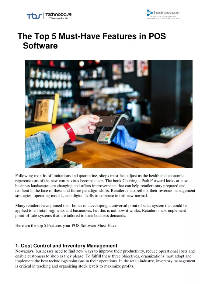 the top 5 must have features in pos software