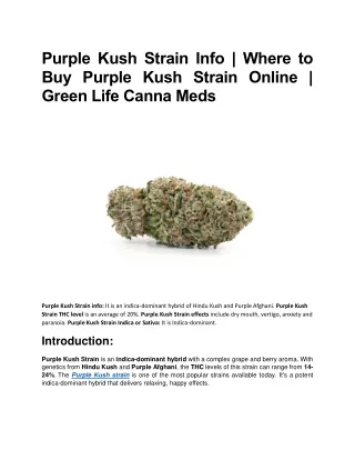 Purple Kush Strain Info - Green Life Canna Meds