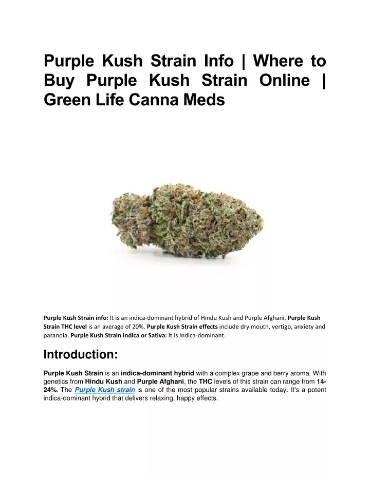 purple kush strain info where to buy purple kush
