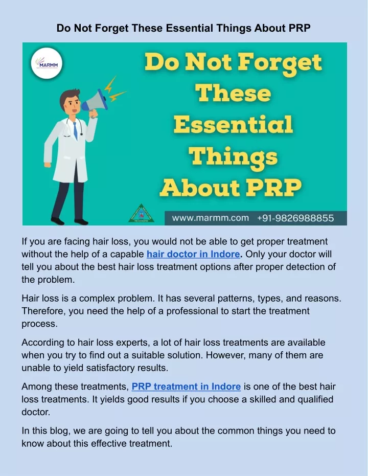 do not forget these essential things about prp