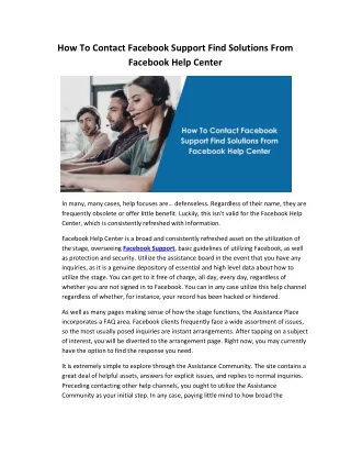 How To Contact Facebook Support Find Solutions From Facebook Help Center