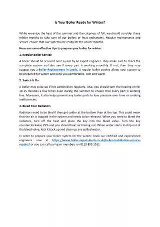 is your boiler ready for winter