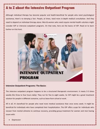 a to z about the intensive outpatient program