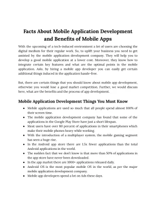 facts about mobile application development