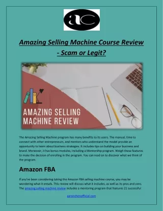 Amazing Selling Machine Course Review - Scam or Legit