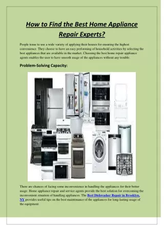 How to Find the Best Home Appliance Repair Experts