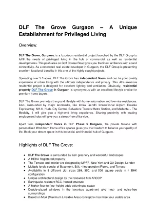dlf establishment for privileged living