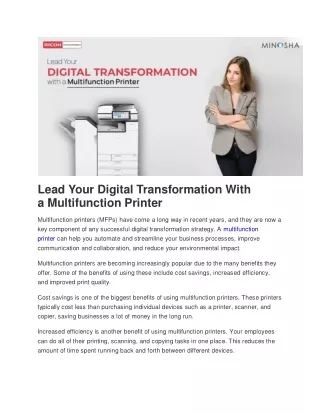 Lead Your Digital Transformation With a Multifunction Printer