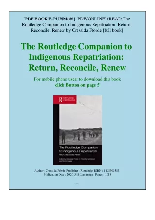 [PDF/ONLINE]#READ The Routledge Companion to Indigenous Repatriation Return