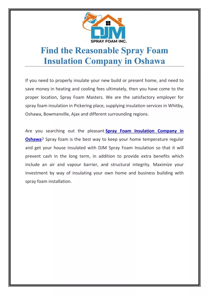 find the reasonable spray foam insulation company