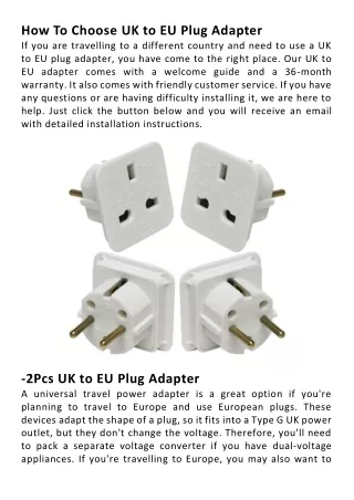 how to choose uk to eu plug adapter