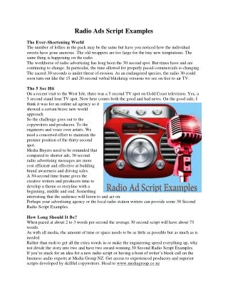 Radio Ads Script Examples