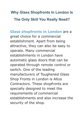 Why Glass Shopfronts In London Is The Only Skill You Really Need
