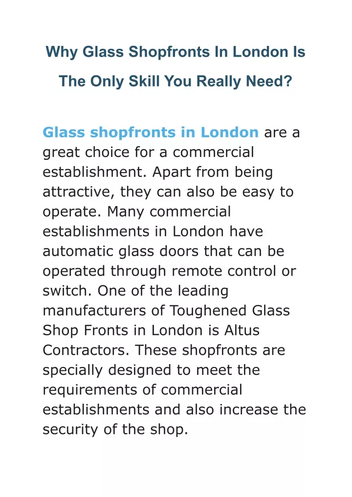 why glass shopfronts in london is