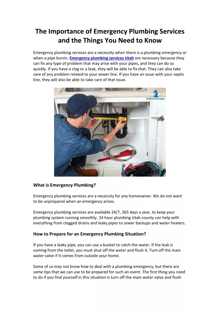 the importance of emergency plumbing services