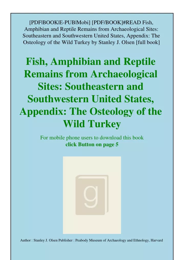 PPT - [PDF/BOOK]#READ Fish Amphibian and Reptile Remains from