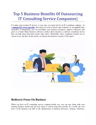 Business Benefits of Outsourcing IT Consulting Services to Companies!