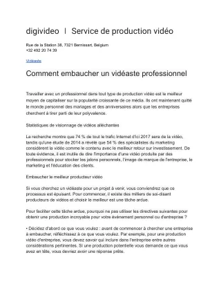 digivideo service de production vid o