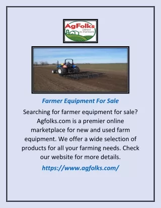 Farmer Equipment for Sale | Agfolks.com