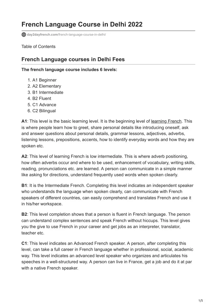 french language course in delhi 2022