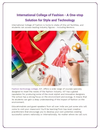 International College of Fashion - A One-stop Solution for Style and Technology