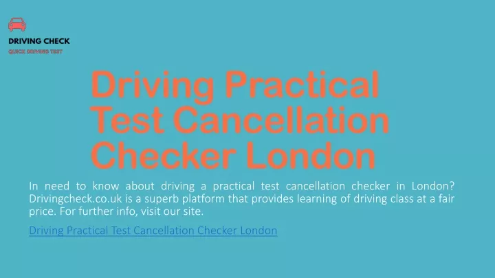 driving practical test cancellation checker london