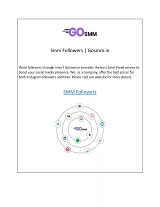 Smm Followers | Gosmm.in