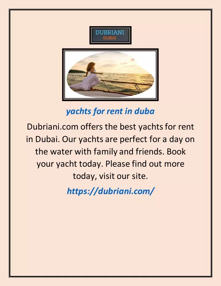 yachts for rent in duba