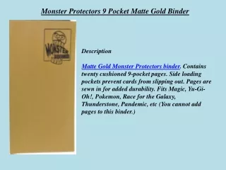 monster protectors 9 pocket matte gold binder