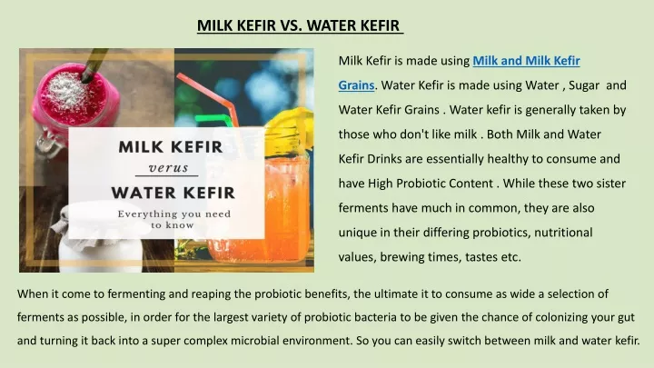 milk kefir vs water kefir