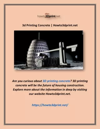 3d Printing Concrete | Howto3dprint.net
