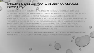 Here's the best solution of QuickBooks Error 15240