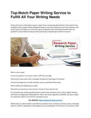 top notch paper writing service to fulfill