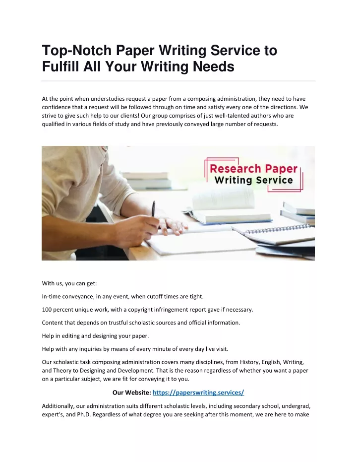 top notch paper writing service to fulfill