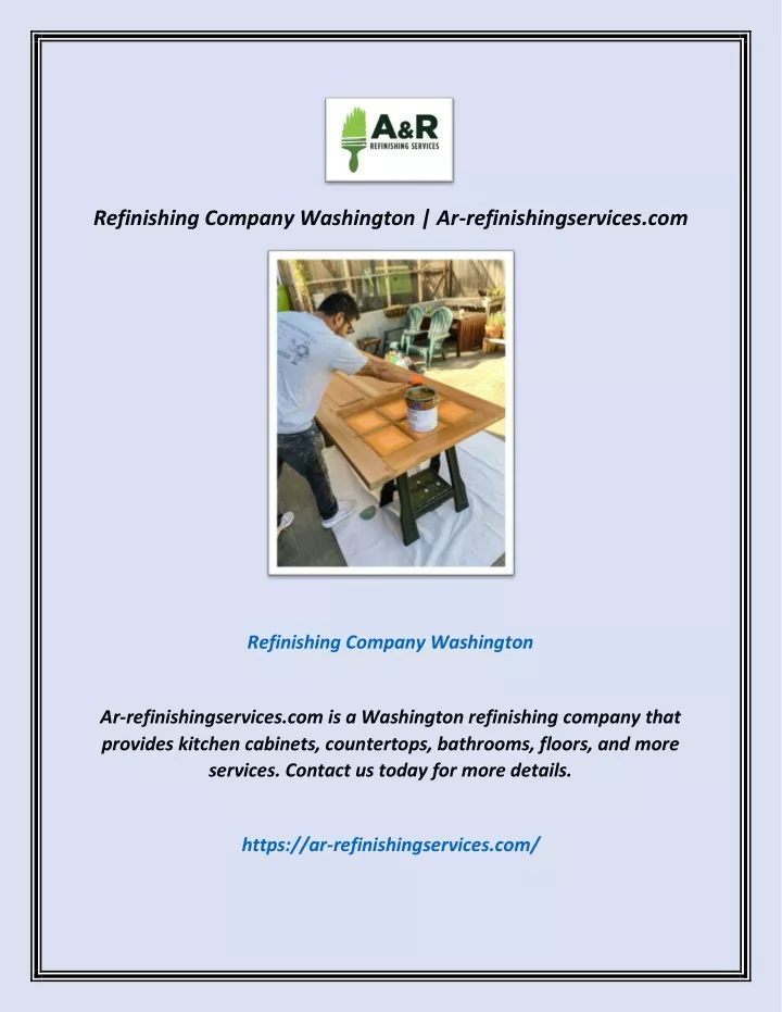 refinishing company washington