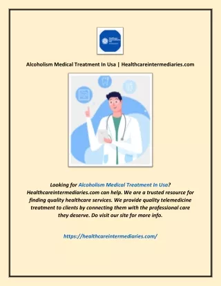 Alcoholism Medical Treatment In Usa | Healthcareintermediaries.com