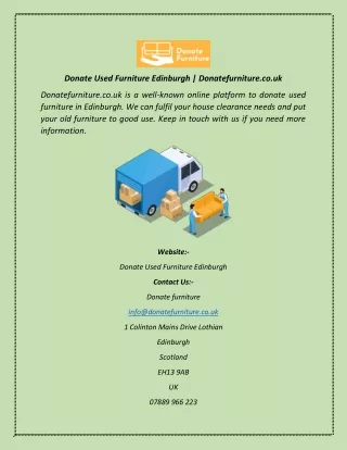 Donate Used Furniture Edinburgh  Donatefurniture.co.uk