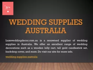 Wedding Supplies Australia | Luxeweddingdecor.com.au