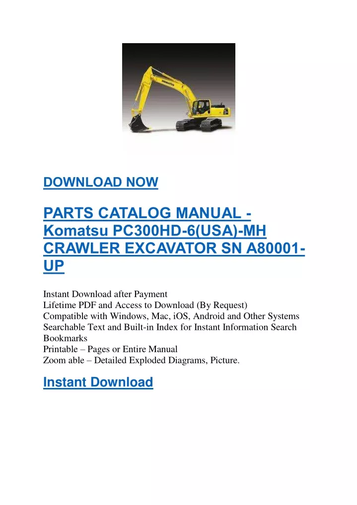 PPT - PARTS CATALOG MANUAL - Komatsu PC300HD-6(USA)-MH CRAWLER ...