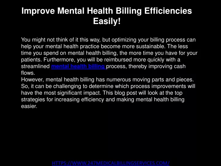 improve mental health billing efficiencies easily