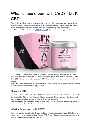 what is face cream with cbd dr k cbd
