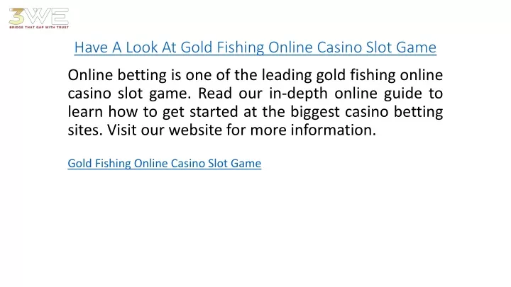 have a look at gold fishing online casino slot game