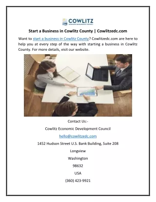 Start a Business in Cowlitz County | Cowlitzedc.com