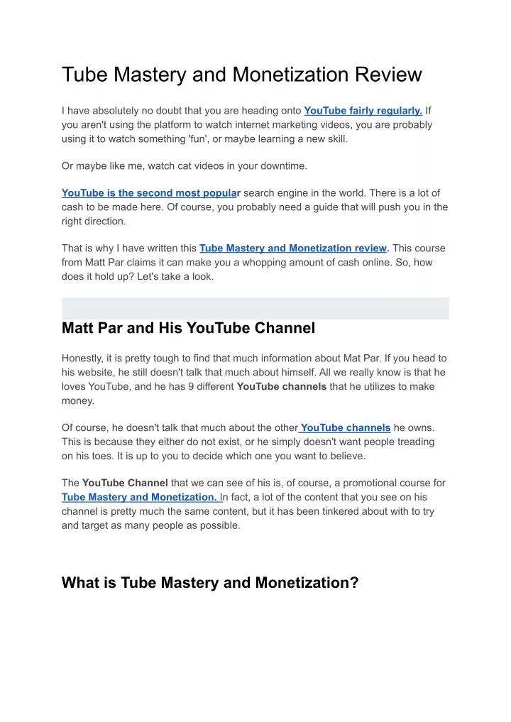 tube mastery and monetization review