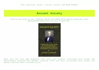 Free [download] [epub]^^ Ancient Society [PDF EPUB KINDLE]