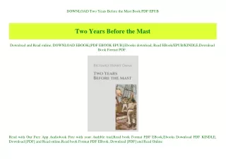 DOWNLOAD Two Years Before the Mast Book PDF EPUB