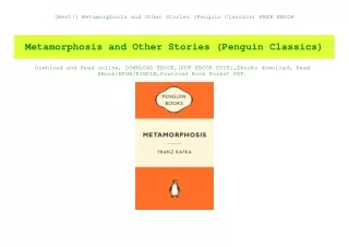 [Best!] Metamorphosis and Other Stories (Penguin Classics) FREE EBOOK